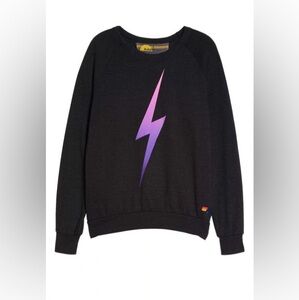 Aviator Nation Black Sweater with Pink Lightning Bolt